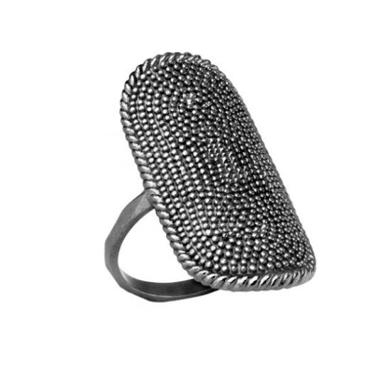 Carré Shield Ring Oval Oxideret